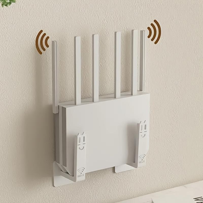 2Pcs Drill-Free Router Mounting Racks Wall Mounted Set Top Box Holder For Living Room Practical Organizer With Auxiliary Hooks
