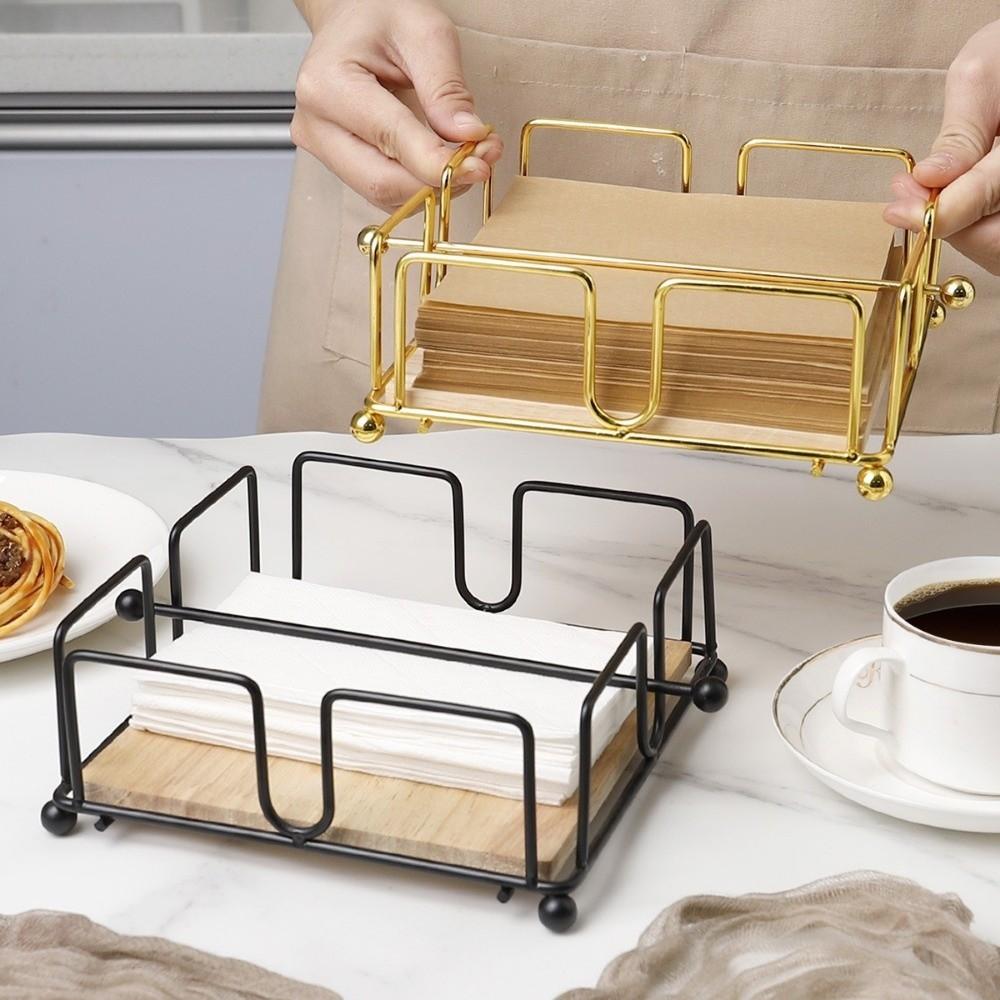 Square Design Paper Napkin Organizer with Wooden Base Tissue Organizer Napkin Holder  Dining Room