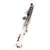 Soprano Bb Saxophone Straight Sax Set with Brass Pipe Body White Keys Woodwind Instrument Silver