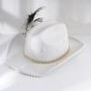 Popular Ladies Vacation Hat Gold Rhinestones Elegant Feather Accessories Pearl Letters Wedding Party Celebration