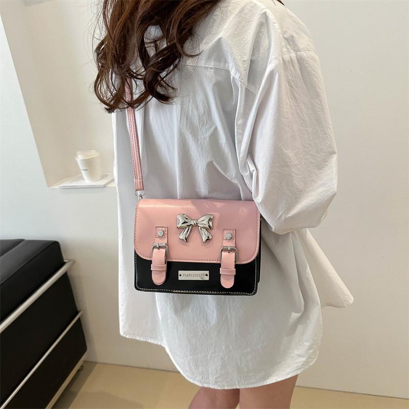 Stylish Korean Fashion Trendy Bowknot Handbag For Women In Elegant Black And Pink Options