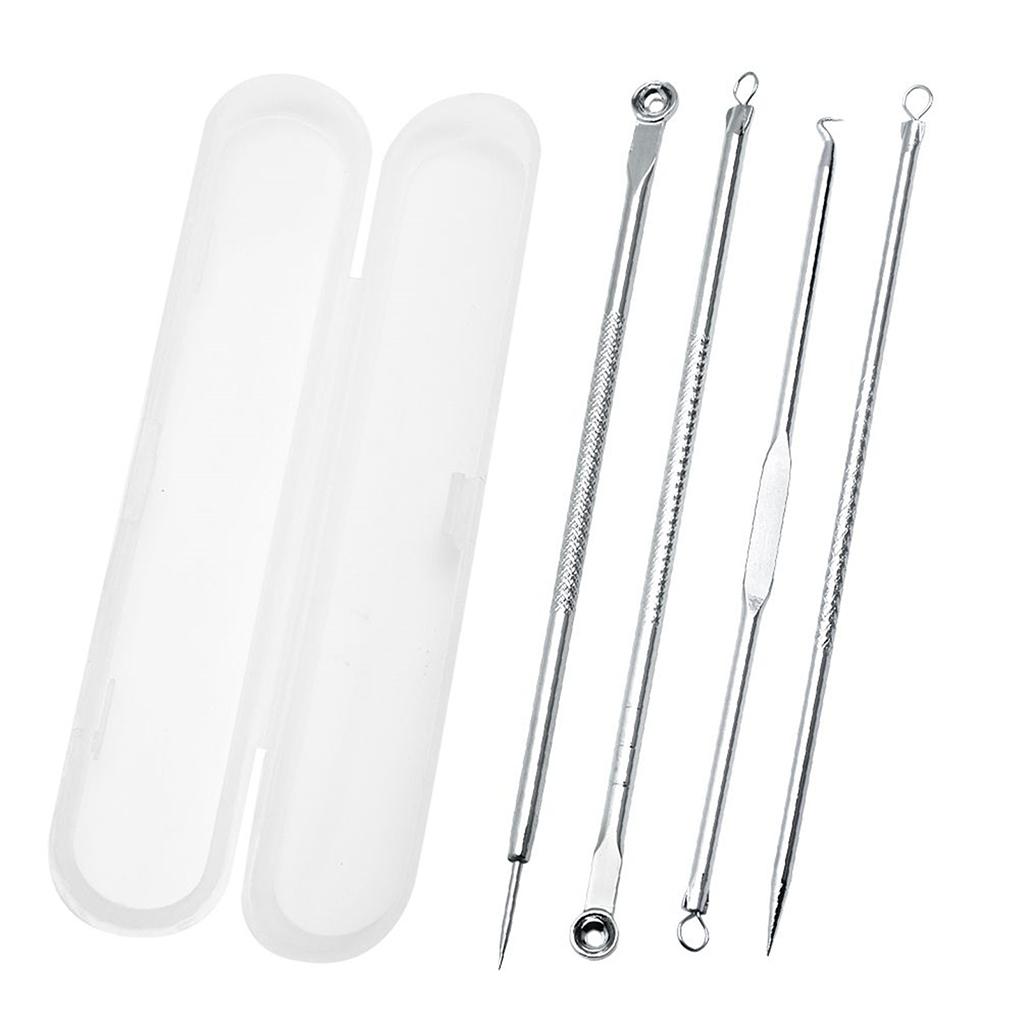 Four in One Silver Blackhead Remover Ingrown Hair Removal Kit Comedones Extractor Beauty Tools Acne Blemish with Box