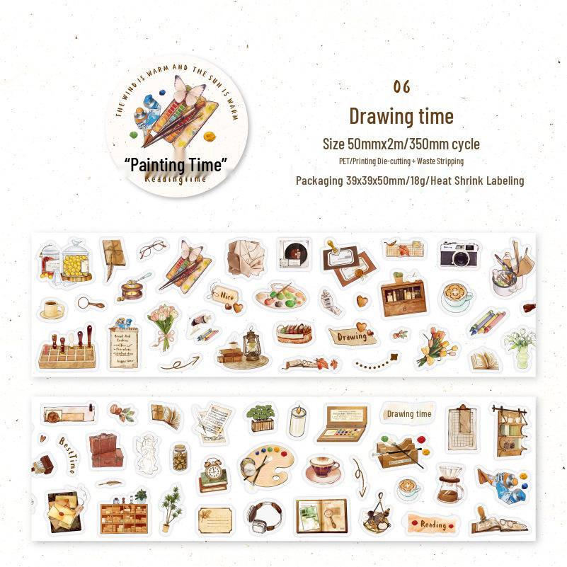 Autumn Letter Coffee & Dessert Die-cut PET Tape for Journals No Specification