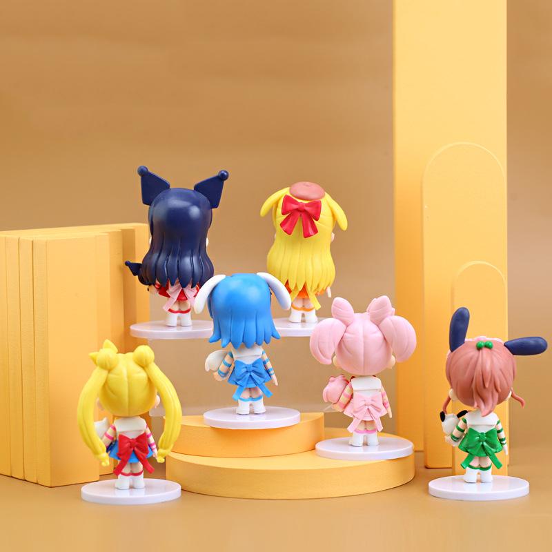 6 Piece Anime Sailor Moon Action Figure Model Gifts Collectible Figurines for Kids 11cm