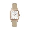 [RUMTTON] RUMTTON Harbor White Mother-of-pearl Beige Band Leather Watch Rose Gold