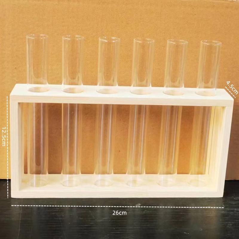 Nordic Glass Vase with Wooden Stand: Hydroponic Plant Table Decoration