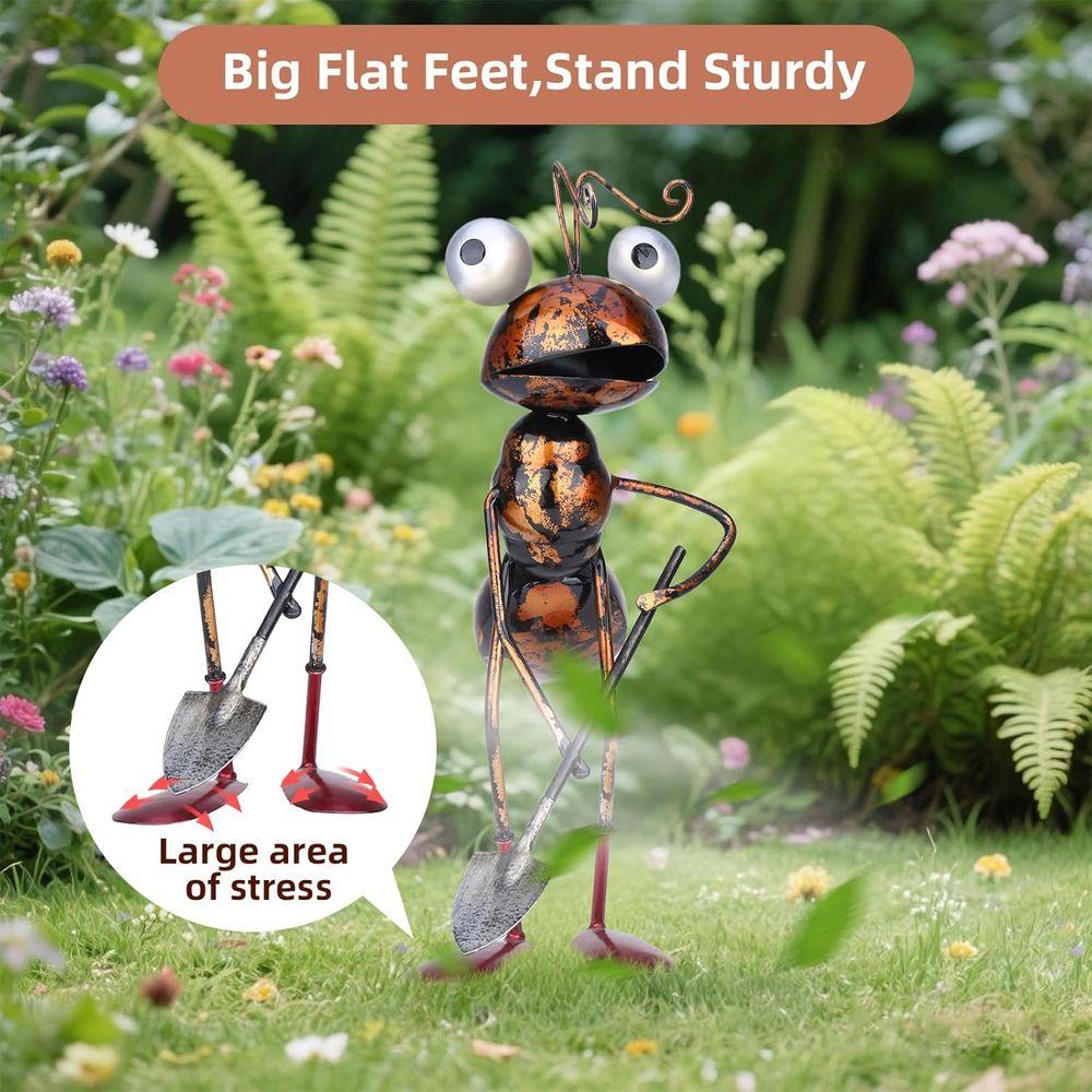 3-Piece 13" Busy Working Ants Metal Garden Stator Outdoor Decor, Unny Metal Yard Art or Home Decoration, Handmade Retro Statue G