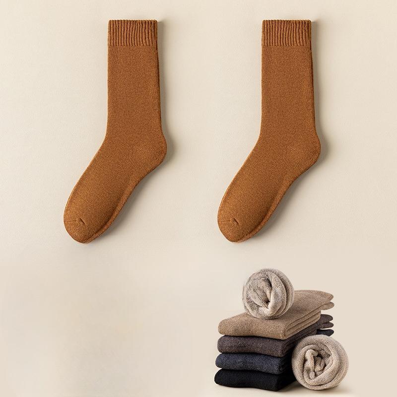 Men's Autumn and Winter New Thick Plus Fluff Ring Deodorizing Solid Color Tube Stack Socks