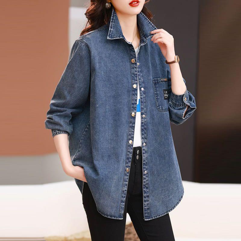 Veste chemise en jean grande taille pour femmes, Style européen, à la mode