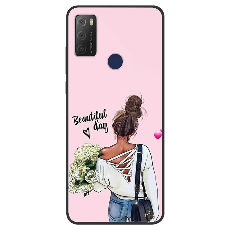 For TCL 20Y Case Girl Cat Flower Soft Silicone Back Wolf Shell for TCL 20E 6125F Fundas Phone Cover For TCL20Y 6156D 20 E Coque