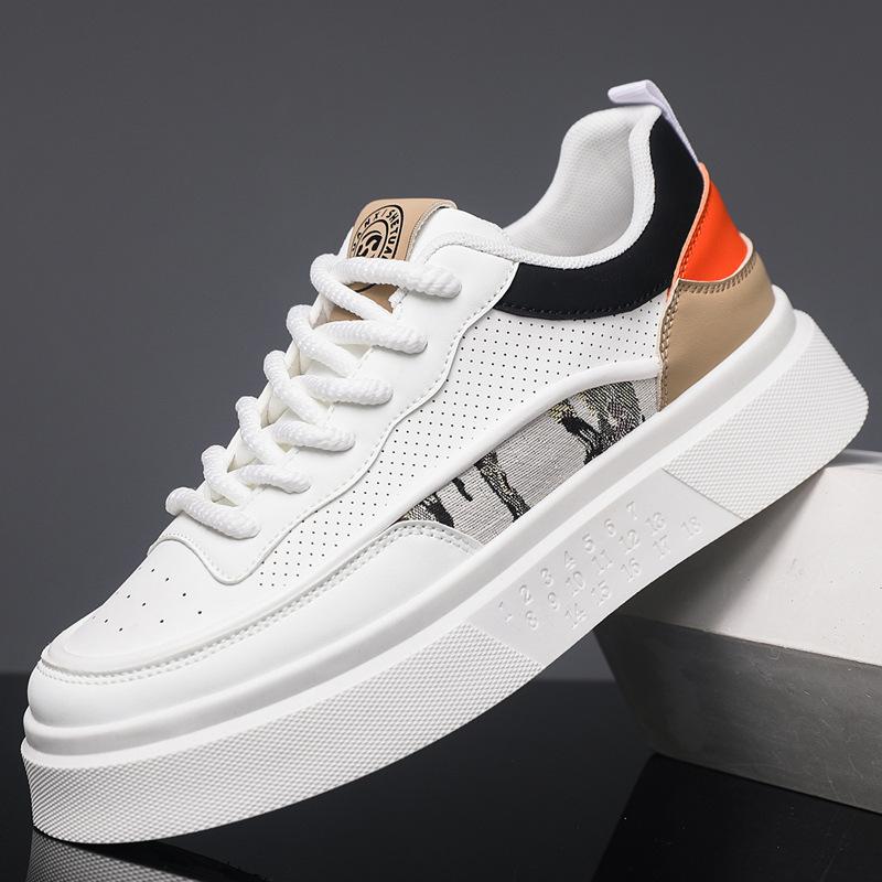 

Board shoes summer hollow breathable 2025 new men s leather trendy shoes men s white shoes casual sports shoes men s shoes 39