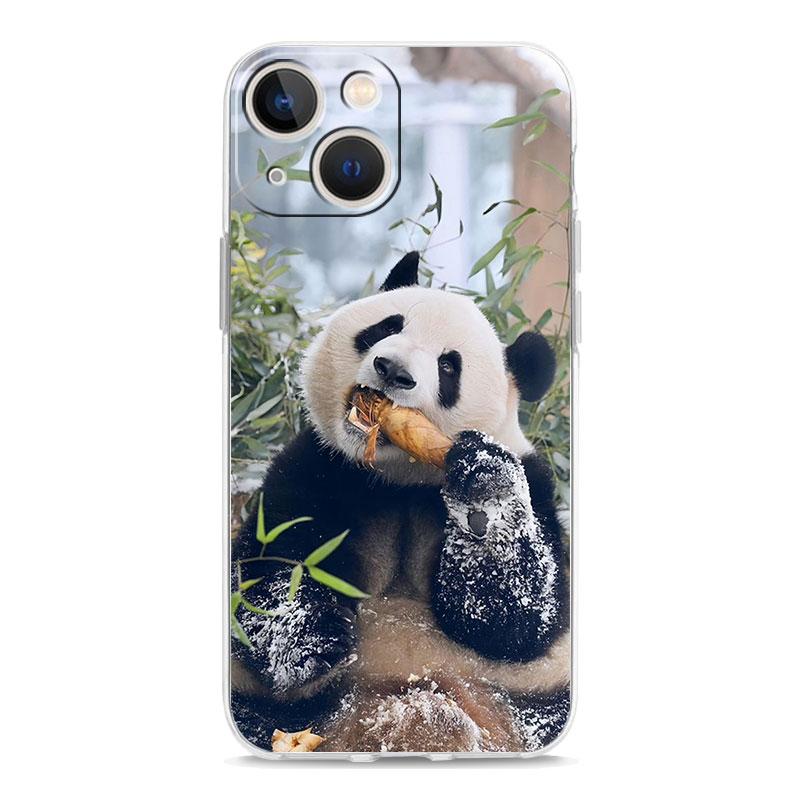 Phone Case For iPhone 15 14 13 12 Mini 11 Pro Max XS X XR 7 8 Plus Clear Shockproof Silicone TPU Cover Fubao panda