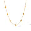 18K Gold Hammered Round Disc Stainless Steel Necklace for Women, Fashionable Minimalist Versatile Clavicle Chain