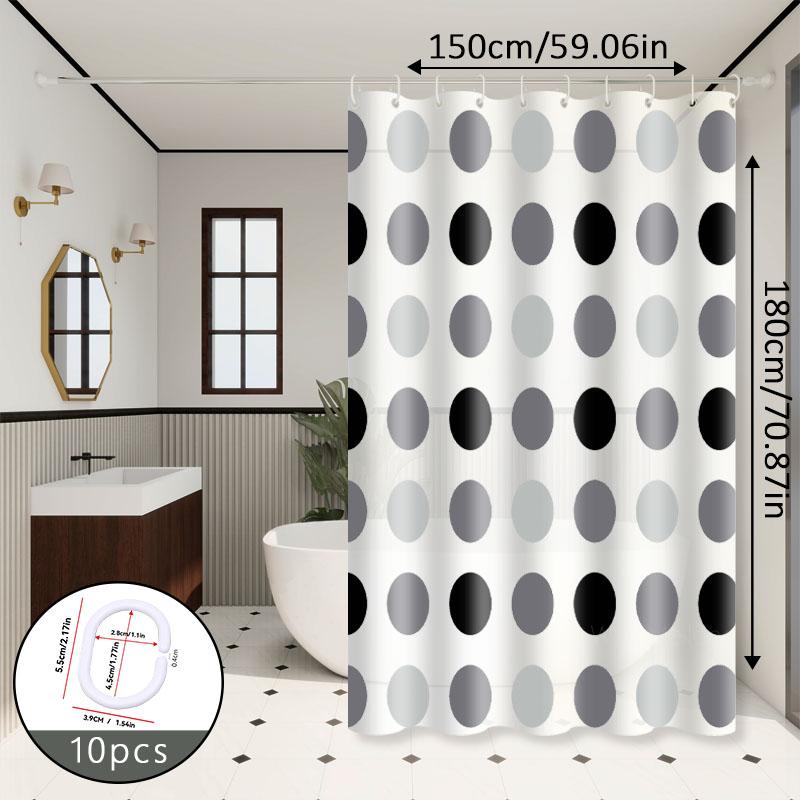 Nordic Style Gray and White Polka Dot Bathroom Partition Curtain, Gray and White Classic Color Scheme, Exudes a Low-Key and Elegant Vibe