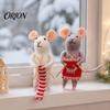 Handmade Nordic Ornament Collection Christmas Felt Mouse Ornament, Felted Wool Hanging Decoration, Soft Animal Figurines Cute Knitting Doll