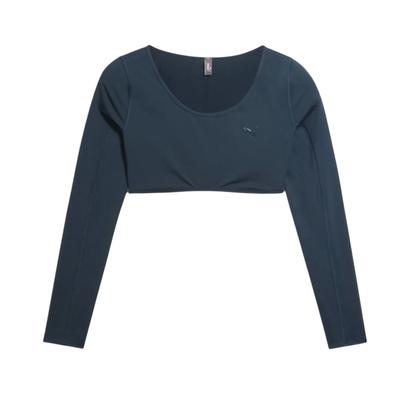 X Pamela Reif Collaboration FW24 Comfort Fashionable Versatile Long Sleeve Cropped Top Women Tops Black 526818-24