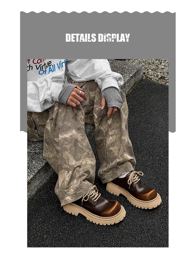 Little Leather Retro Lace-Up Derby Shoes with Thick Soles (Model 14702)