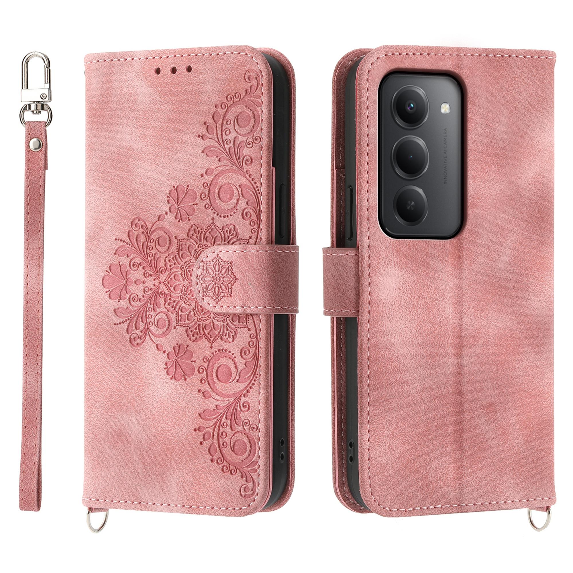 

Для Xiaomi Redmi 15 5G (Глобальний) (169мм) Чохол Гаманець з PU шкіри з квітковим візерунком Чохол для телефону зі шнурком