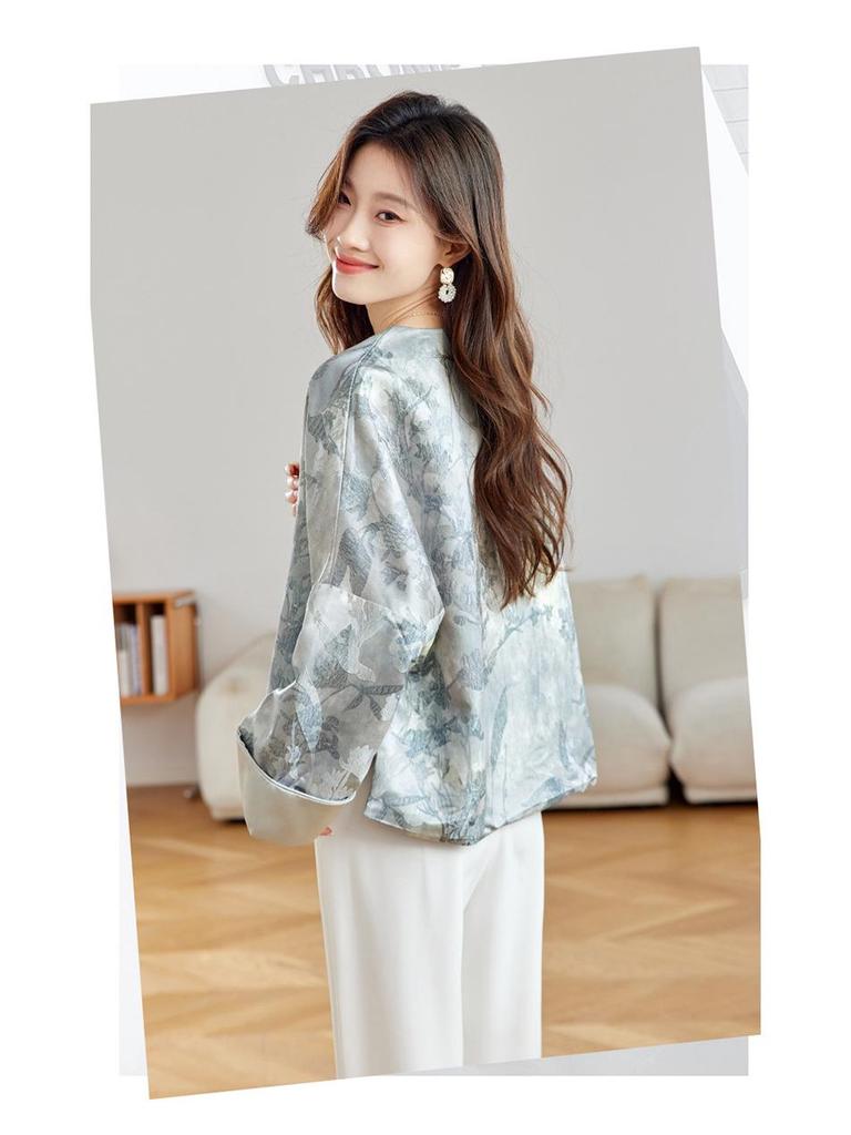 Spring 2025 Retro Chinese Style Loose Jacquard Fashion Outerwear for Women