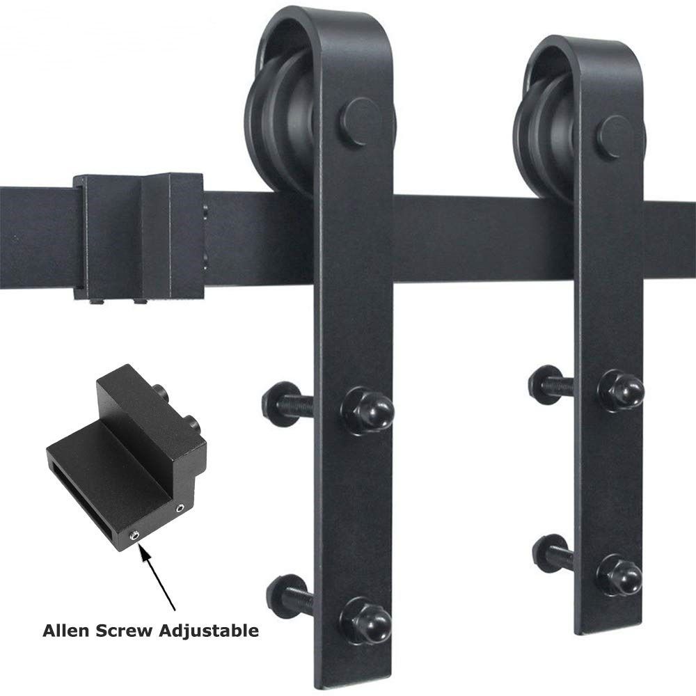 2 Pcs Carbon Steel Sliding Barn Door Flat Track Black Door Hardware Barn Door Stopper Sliding Door