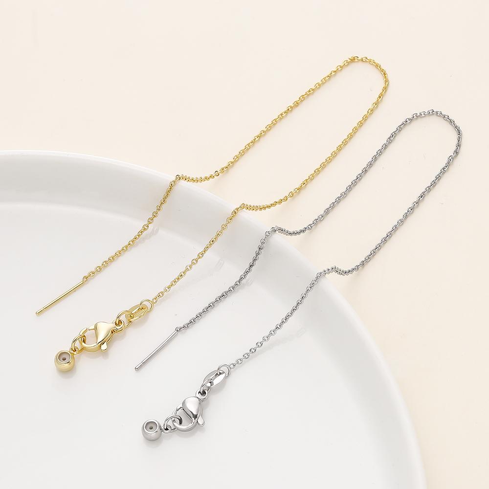 2/4Pcs/Lot 14/18K Gold Plated Flat Round Chain Thrusting Pin Adjustable Chains For DIY Necklace Jewelry Making Accessories