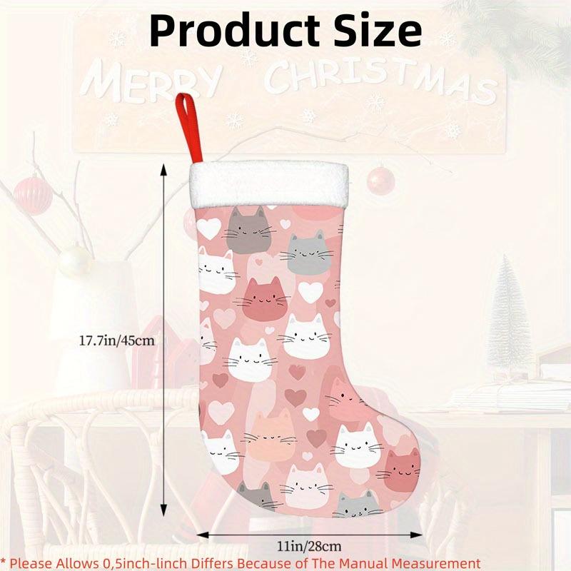 Christmas decoration fireplace hanging stocking1pc Cute Pink & White Christmas Stocking Ornament with Santa Cl