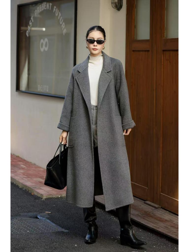 Hepburn Double-Faced Wool Coat: Women's Slimming Bathrobe Style for Fall/Winter 2025