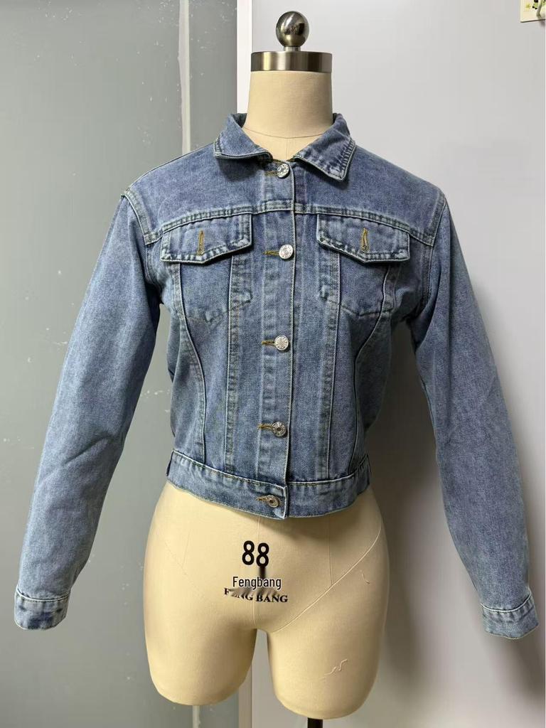 Neue Europäische und Amerikanische Damen Kurze Jeansjacke - Figurbetonte Damen Oberbekleidung