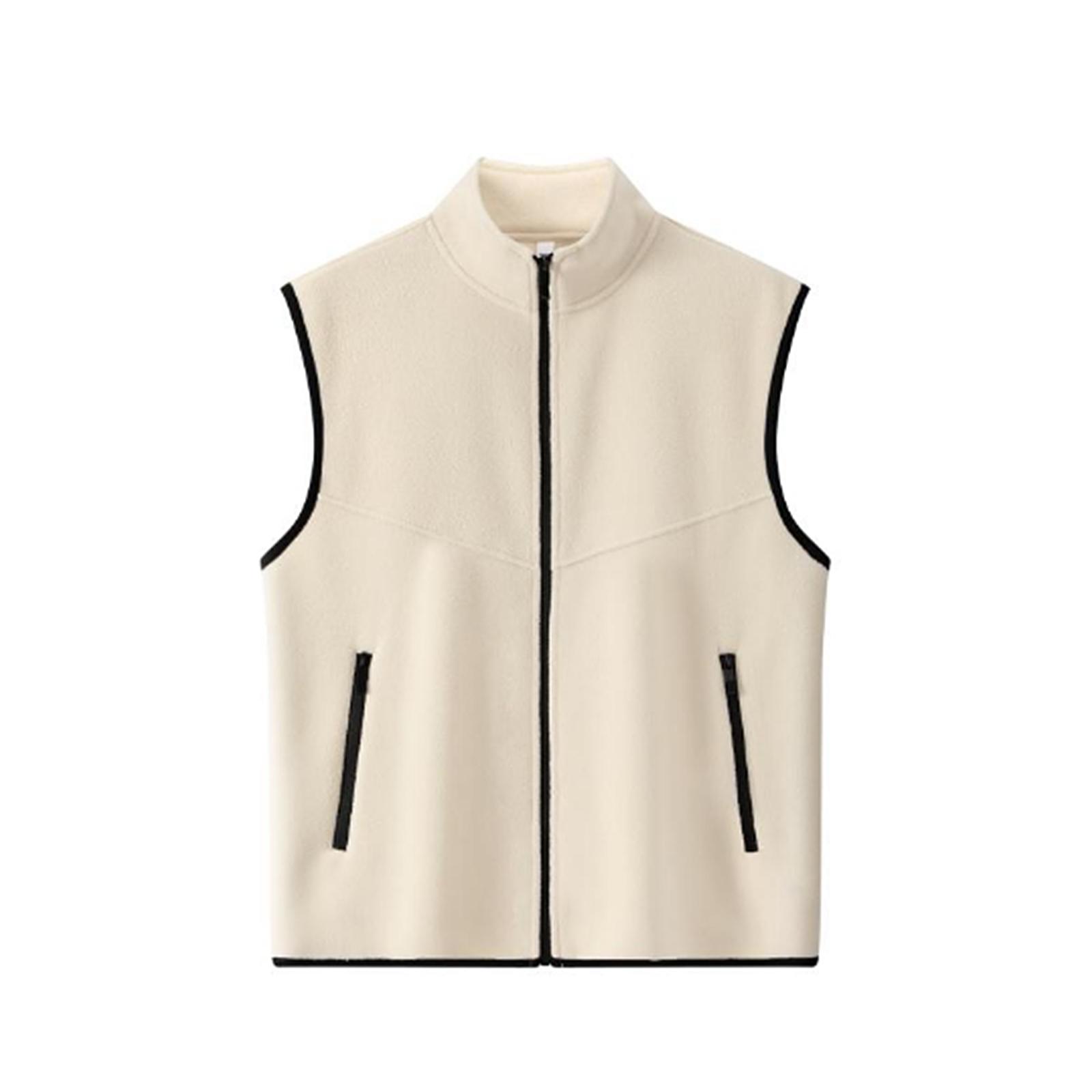 

Мужская однотонная повседневная куртка на молнии, флисовый жилет со стойкой XXXL бежевый