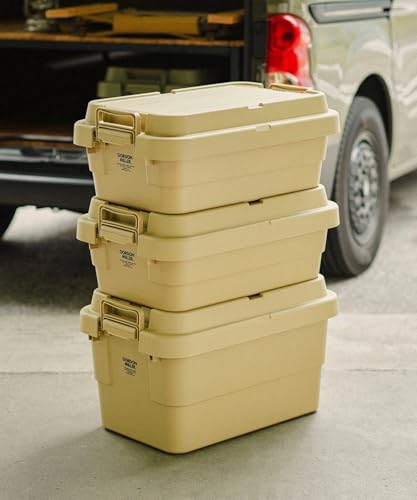 GORDON MILLER 50L Stackable Trunk Cargo Storage Box Organizer, Dark Gray, with Lid, Outdoor Seating, Large Capacity, 1664702