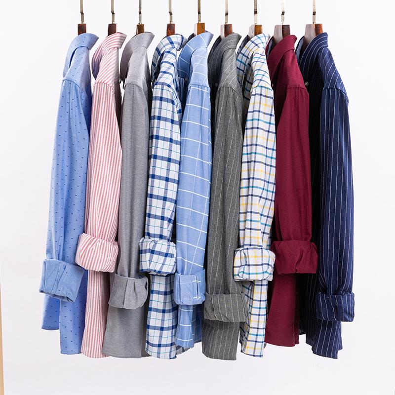 Bomull Oxford skjorte pluss størrelse S~7XL Uformelt forretningsmenn Ruteskjorter Rutete design Normal passform Langermet med frontlomme herrebluser