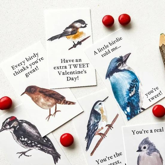 8 st Fågel Alla hjärtans dag-kort Söta Hälsningskort med Fågeltema för Fågelfantaster Unika Fågelpar-kort Jubileum Alla hjärtans dag-present till Honom Hennes