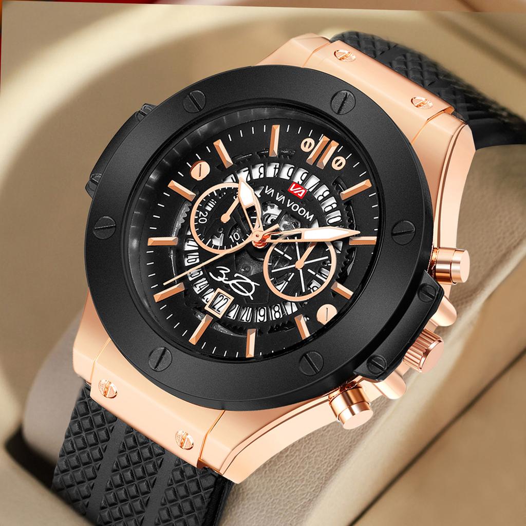 Hollow Perspective Calendar Richard Student Watch Silicone Men's Quartz Waterproof Sports Large Dial