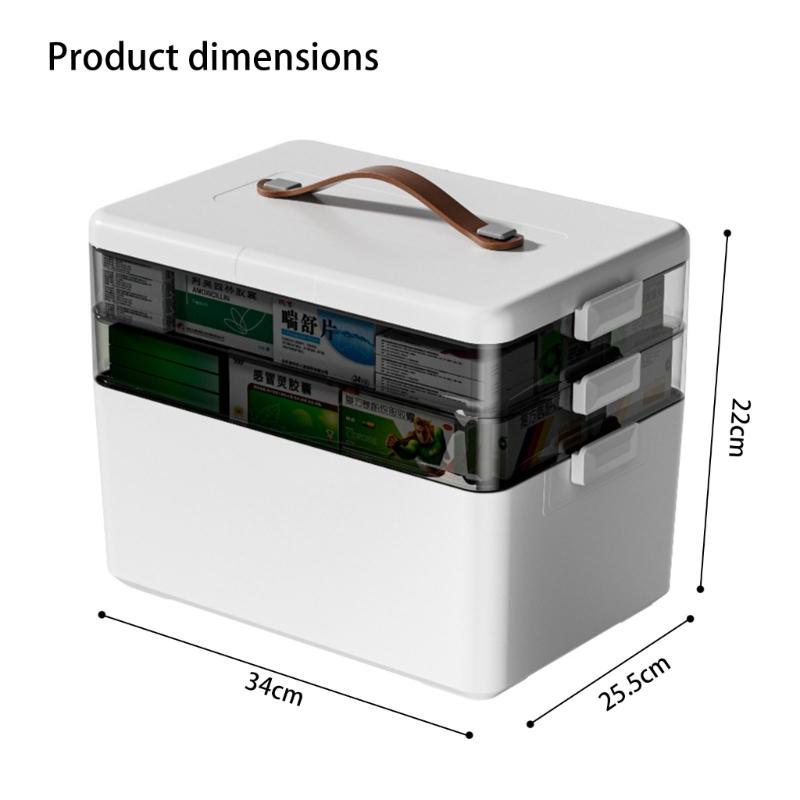 Large Capacity Portable Storage Container Transparent 3 Compartment Design For Home Office Travel Essential Organization Solution