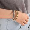 Triple Strand Omega Snake Cobra Wide Bangle Twist Bracelet Band Set Interlocking Flexible Stretch Bracelet for Yellow Gold Plated Stainless Fits Inch