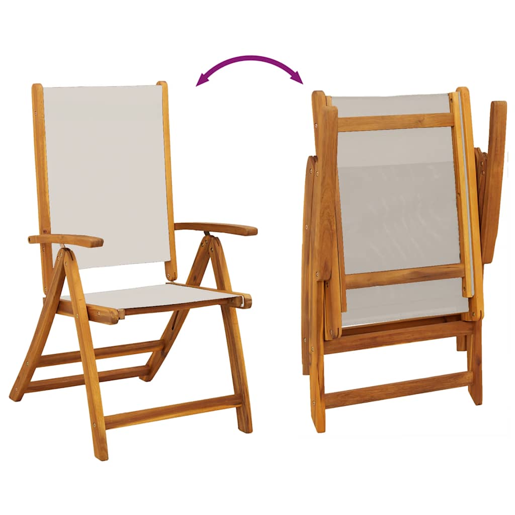 7 Piece Outdoor Dining Set Solid Acacia Wood Table and Textilene Chairs