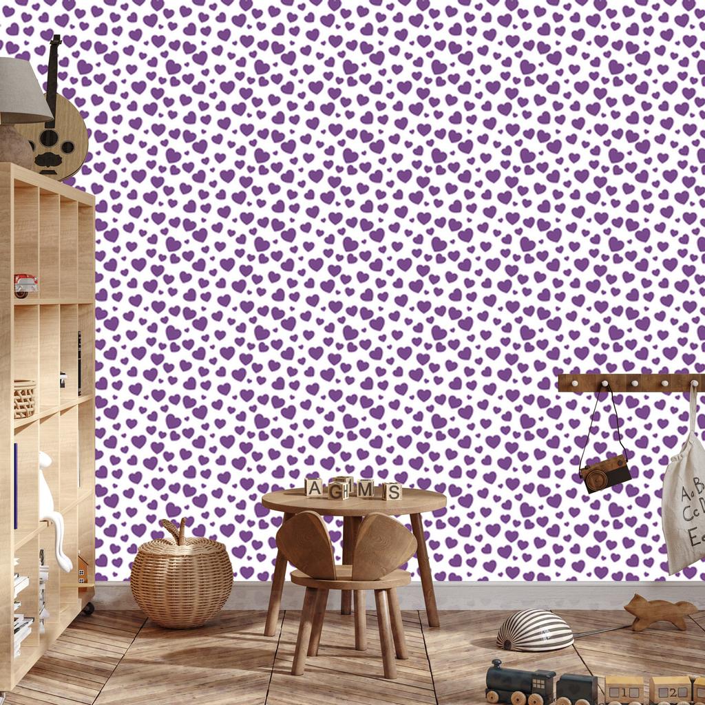 Heart Wallpaper White, Purple, Light Gray and Lavender 50x1000