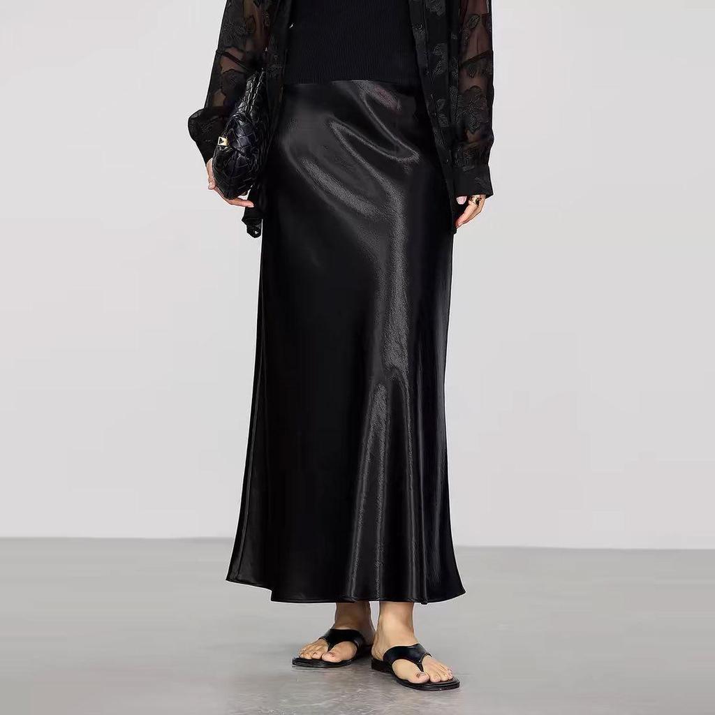Summer Satin Slimming Bias Cut A-line Mermaid Skirt for Women