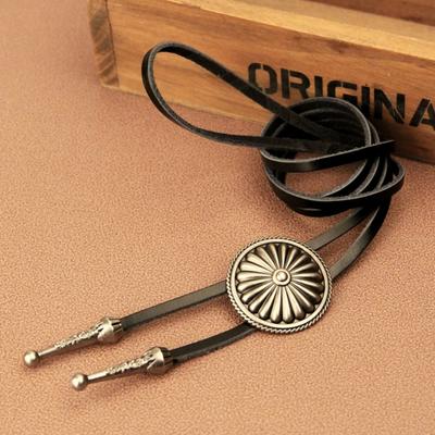 Bolo Tie Halskette Western Bolo Tie Vintage Runde Bolo Tie Cowboy Krawatte Cowboy Leder Krawatte Pulloverkette Leder Bolo