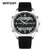 SANDA 9119 Dual Display Steel Belt Watch Men's Double Movement Multi functional Timing Night Light Alarm Clock 5ATM Waterproof-2