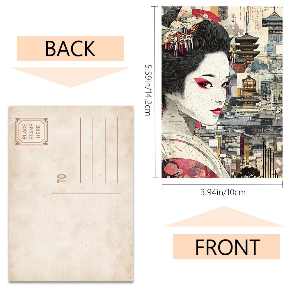 32pcs, Japanese-style Postcard Set, Geisha, Birthday/anniversary Gifts, Collectibles, Suitable for Gifting, Mailable.