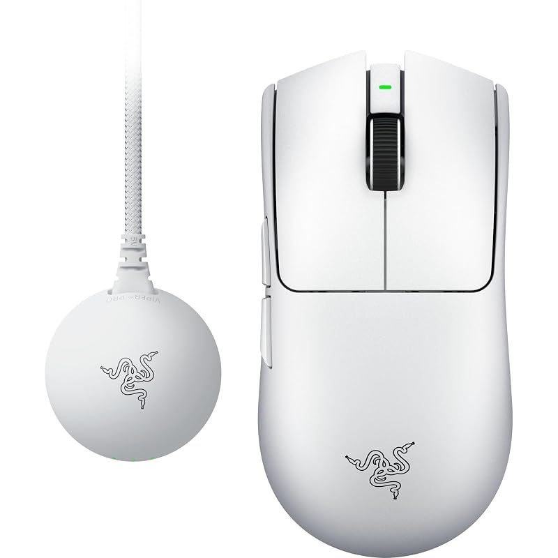 Razer Viper V4 Pro (White Edition) Gaming Mouse - Ultra-lightweight 50g, 8,000Hz Dongle Included, HyperSpeed Wireless, 3rd Generation Razer Focus