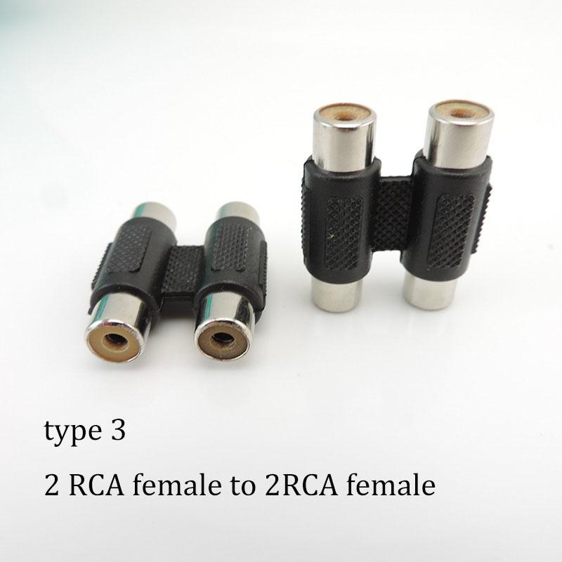 2pcs RCA Male Female To 2rca 3rca Male Female RCA Connector Splitter Adapter AV Video Audio T Plug RCA 2 3 Way Right Angel A1