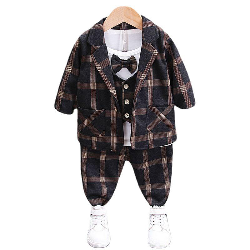 Boys' Spring-Autumn Dress Suit: Three-Piece Outfit for Ages 0-5 Years