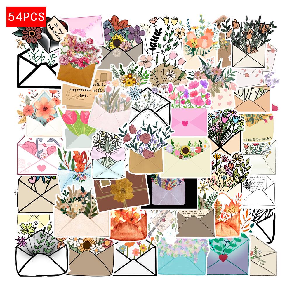 

54 Creative Floral Graffiti Cartoon Stickers for DIY: Envelopes, Phones, Skateboards, Luggage
