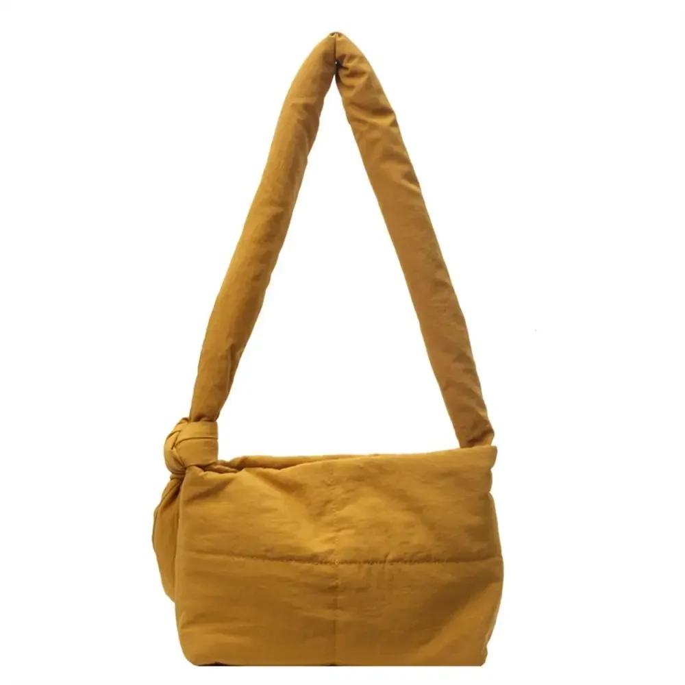 Solid Shoulder Messenger Bags Large Capacity Down Cotton Padded Shopping Bag Lightweight Quilted Totes for Women Girls