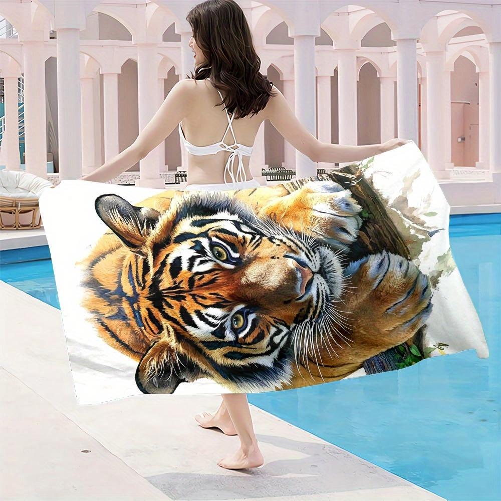 1pz Sciarpa da Spiaggia in Microfibra con Stampa Tigre Esotica | Essenziale Estivo Vivace, Leggera, Asciugatura Rapida, Elegante Statement di Arredo per la Casa
