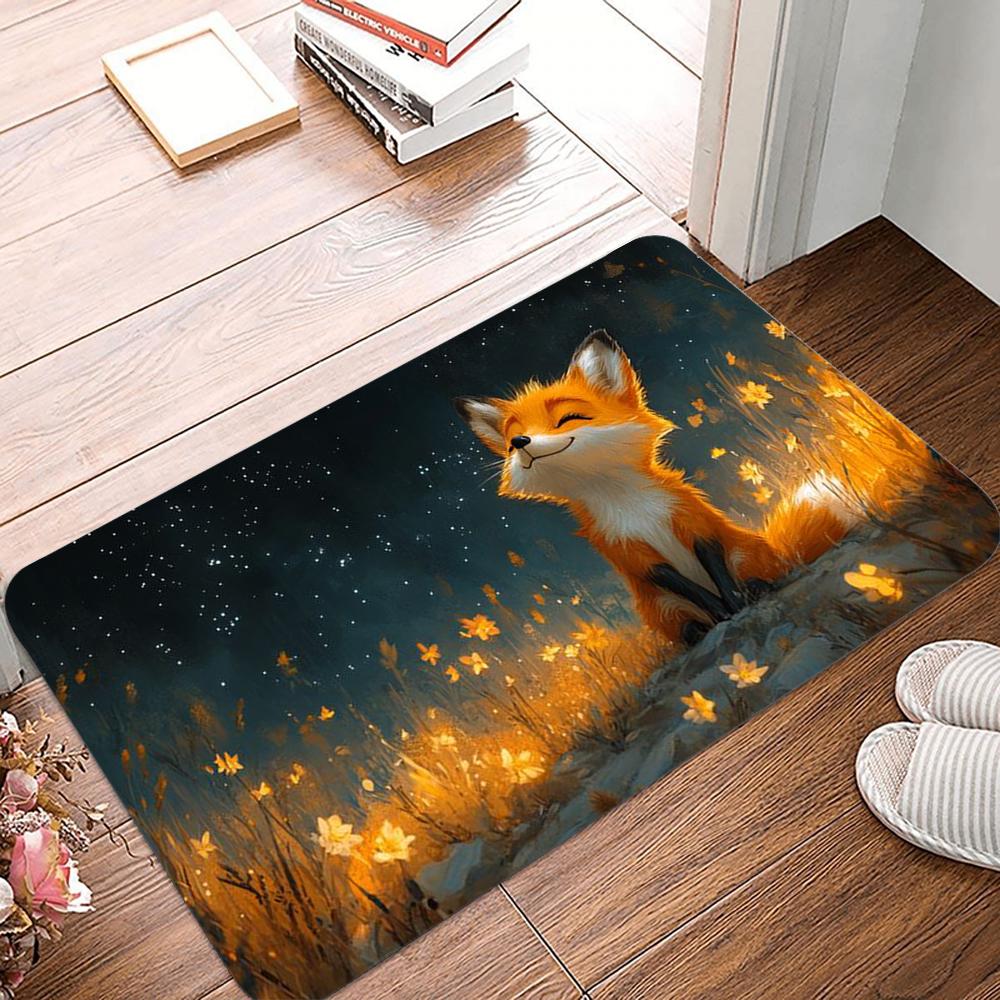Magic Mushroom and Little Fox Doormat Non Slip Rug Home Decor Carpet Washable Living Room Bedroom Kitchen Floor Mat