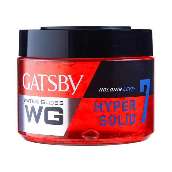 Gatsby Water Gloss Hyper Solid Hair Gel For Men, 300g, Wet Look Styling, Level 7 Strong Hold, Non Sticky, Easy Rinse, Shine Finish