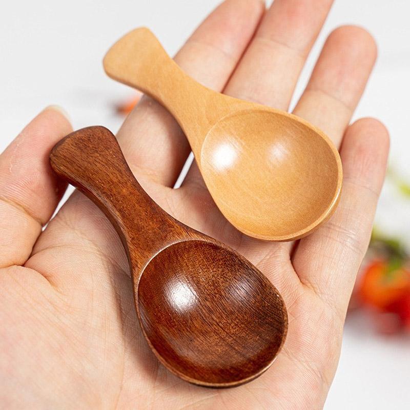 Mini Wood Teaspoons Seasoning Scoop Honey Coffee Spices Teaspoon Short Handle Spoon Cooking Household Kitchen Gadgets Tableware